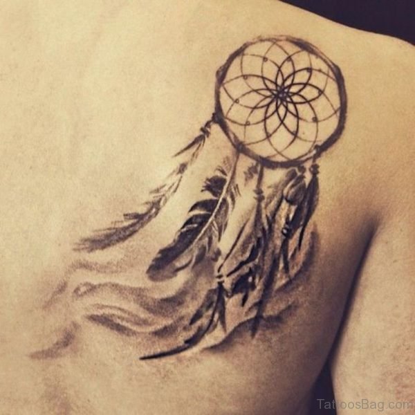 Stylish Dreamcatcher Tattoo On Back