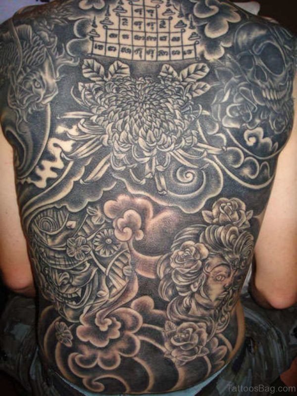 Stylish Full Back Tattoo