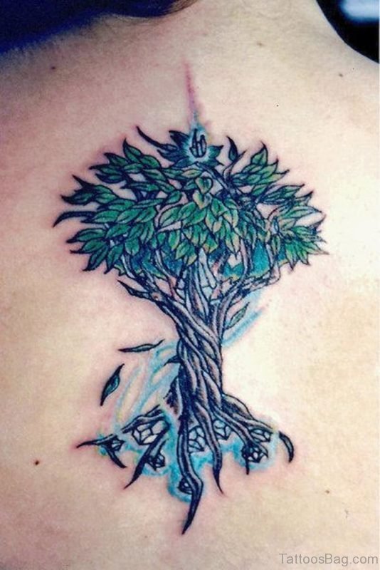 Stylish Tree Tattoo On Back