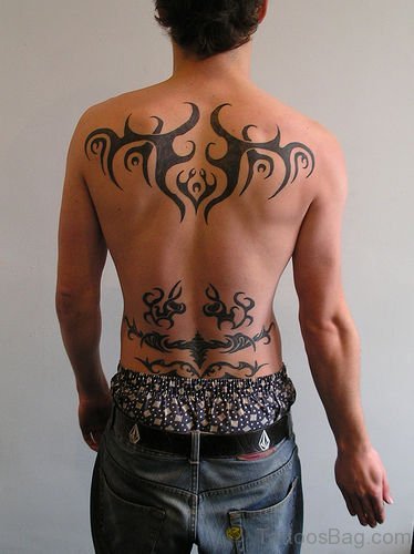 Stylish Tribal Tattoo On Back