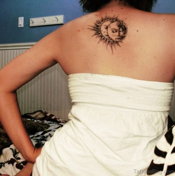 Grey Ink Tattoo Sun And Moon