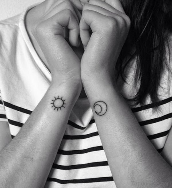 Sun And Moon Tattoo On Wrist