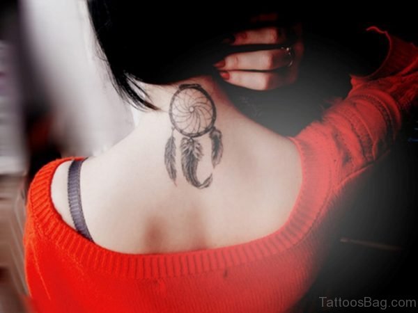 Sweet Dreamcatcher Tattoo On Neck