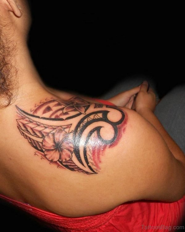 Sweet Flower Tattoo On Shoulder