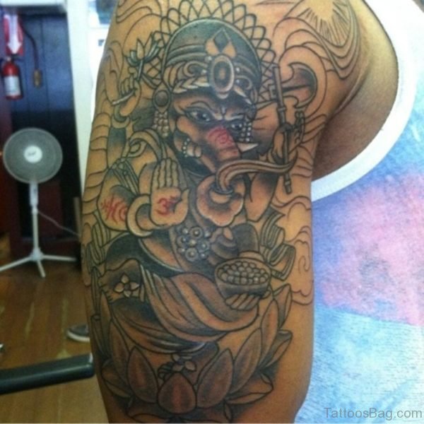 Sweet Ganesh Ji Tattoo On Shoulder