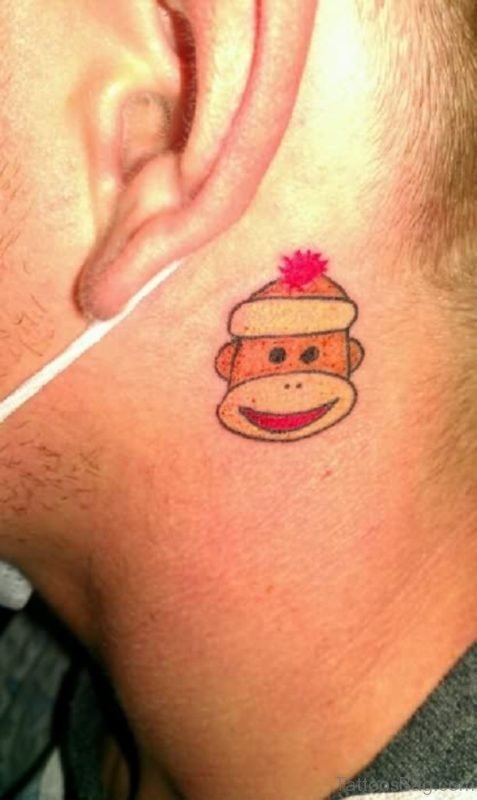 Sweet Monkey Tattoo On Neck