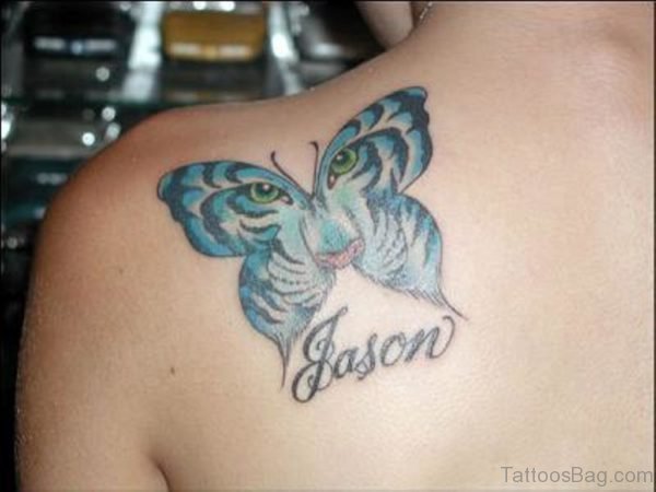 Tiger Eyes And Name Tattoo
