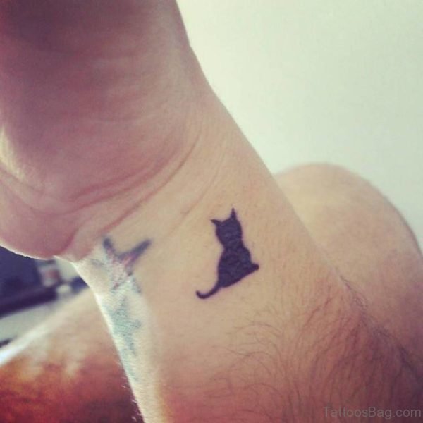 Tiny Black Cat Tattoo