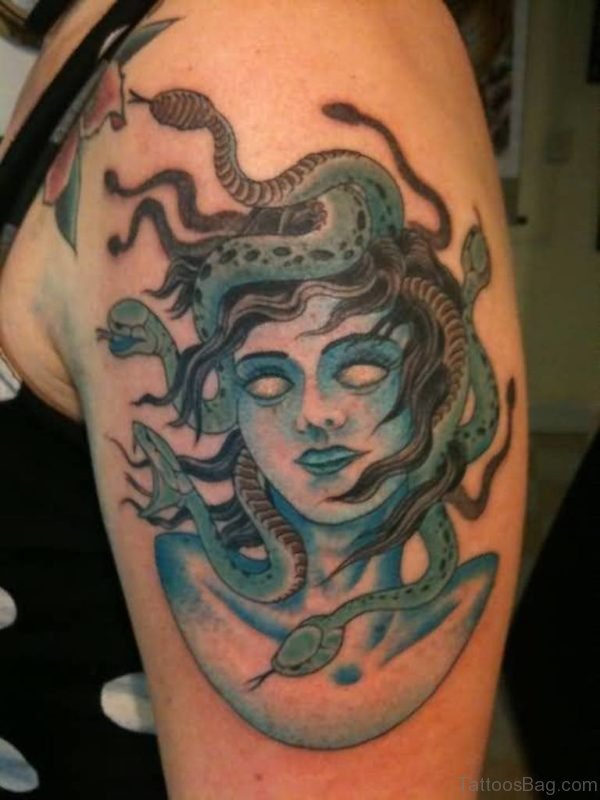 Trendy Medusa Tattoo On Shoulder