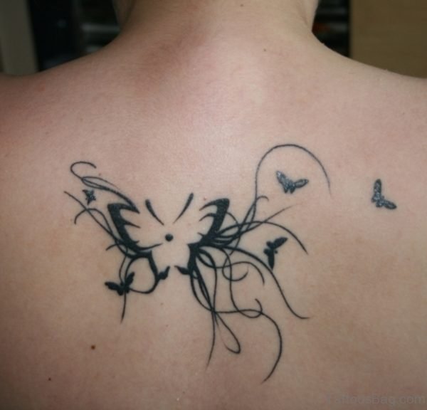 Tribal Black Butterfly Tattoo