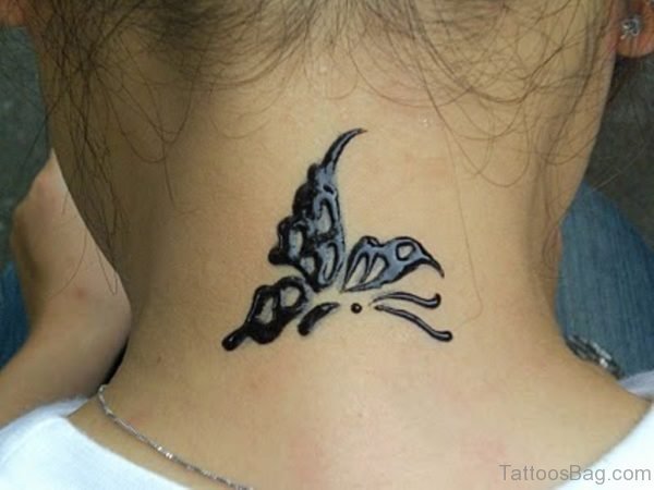Tribal Black Butterfly Tattoo Design