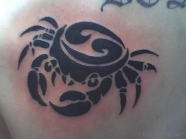 Tribal Crab Tattoo On Back