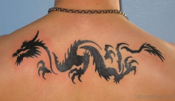 Tribal Dragon Tattoo On Back