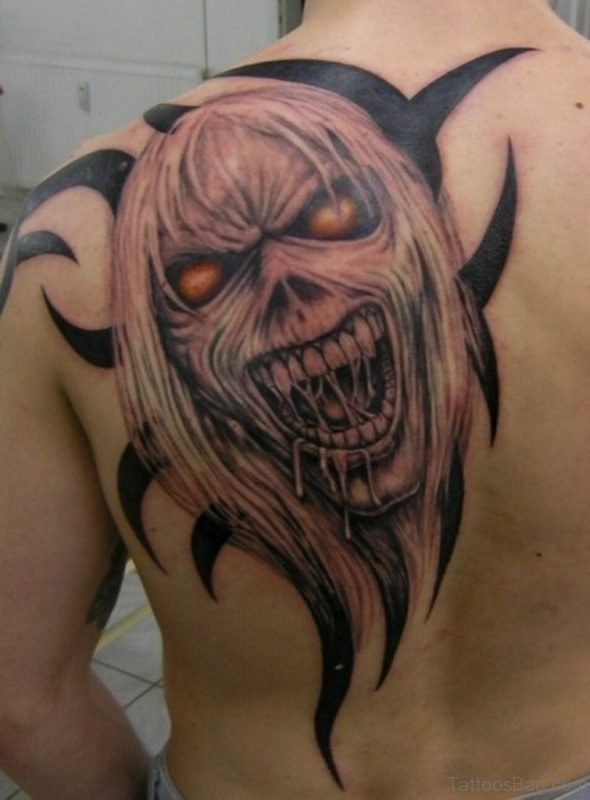 Tribal Horror Tattoo On Back