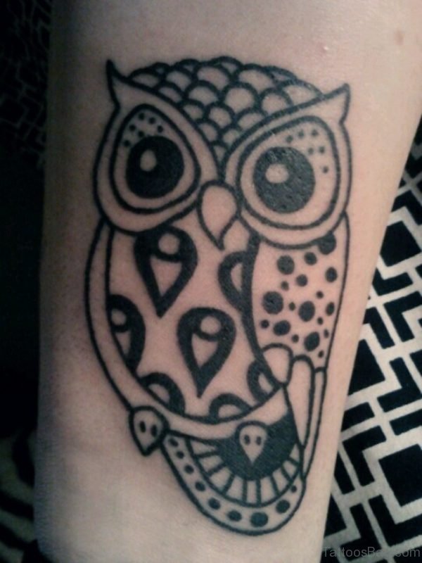 Tribal Owl Tattoo On Wrist