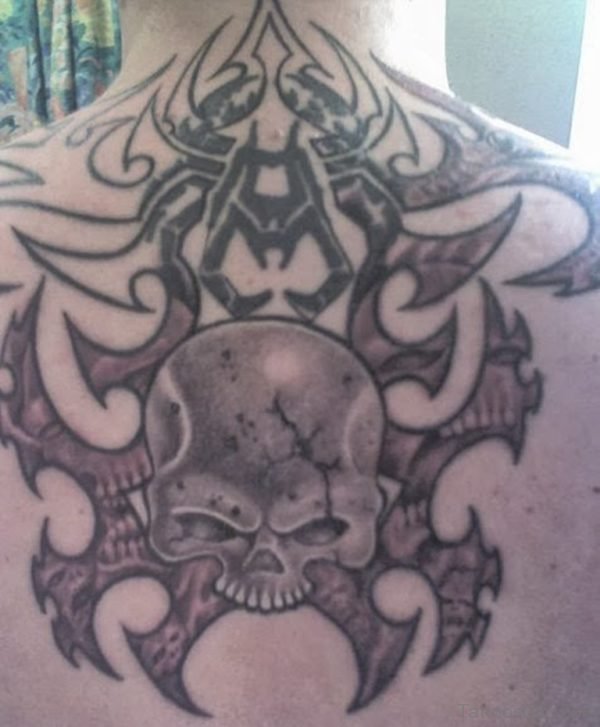 Tribal Skull Tattoo On Back