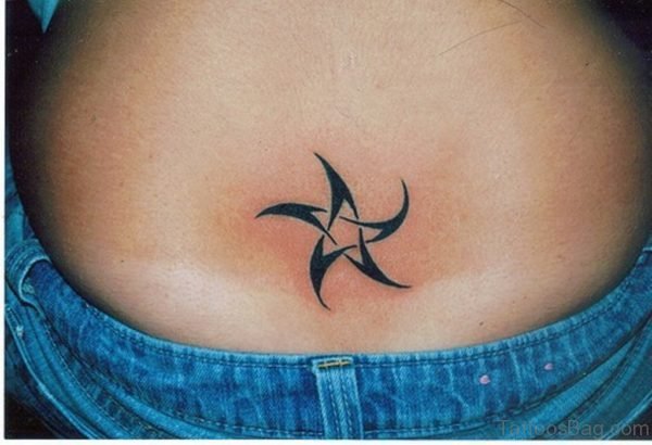 Tribal Star Tattoo On Lower Back