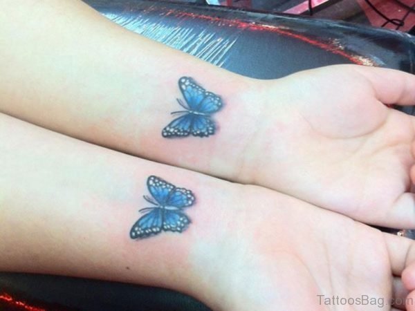 Twin Blue Butterfly Tattoo
