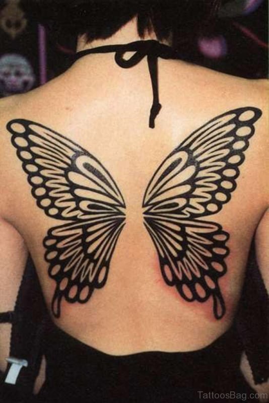 Unique Butterfly Tattoo Design On Back