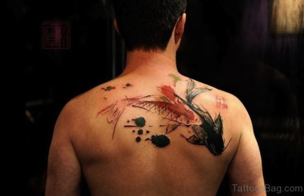 Unique Fish Tattoo On Back