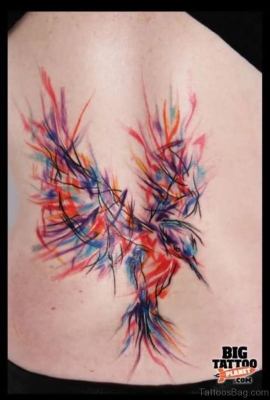 Unique Hummingbird Tattoo On Lower Back