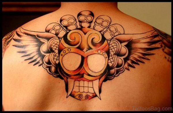 Upper back Skull Tattoo