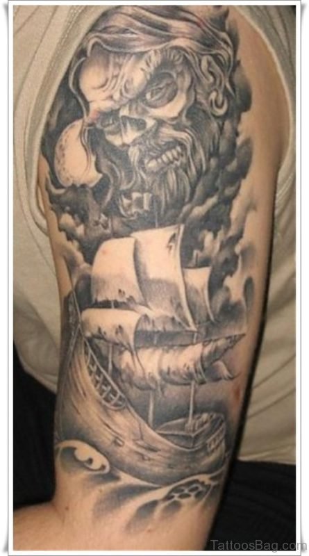 Viking Warrior Tattoo On Left Shoulder