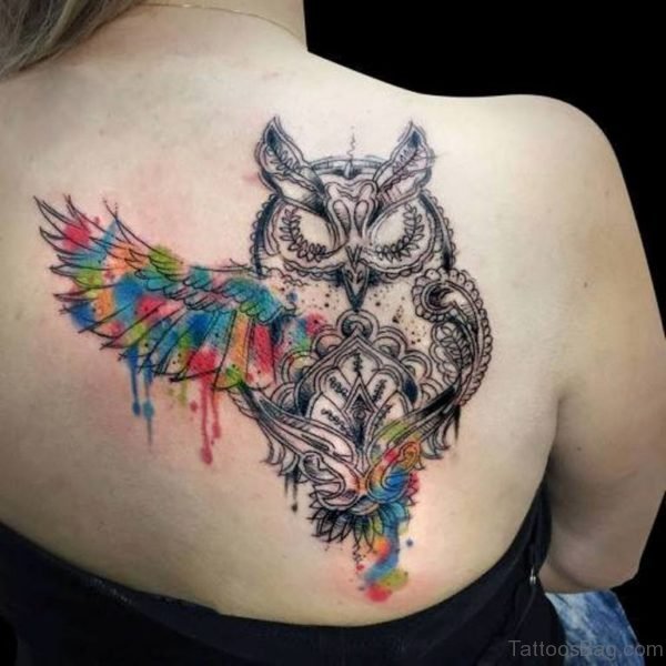 Watercolor Owl Tattoo