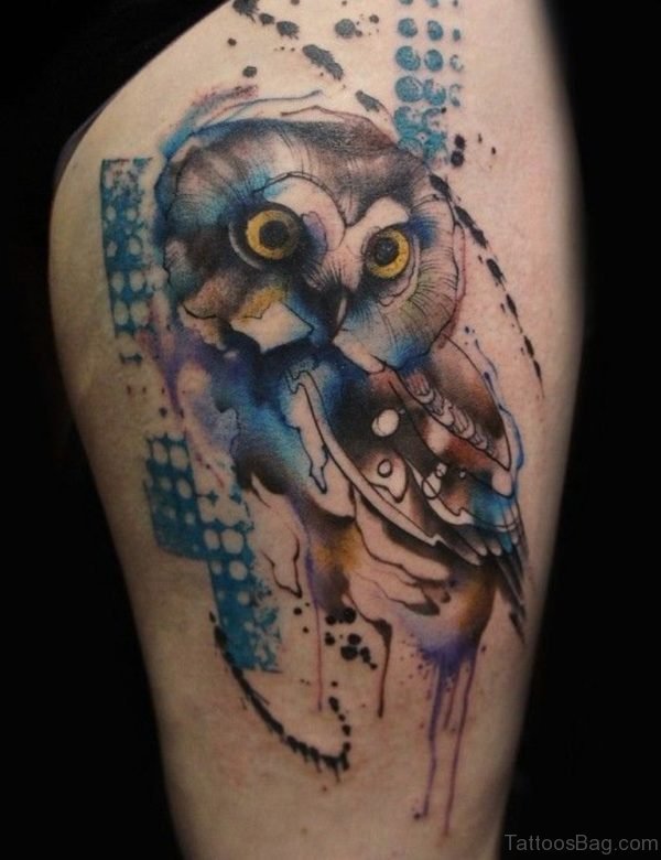 Watercolor Owl Tattoo