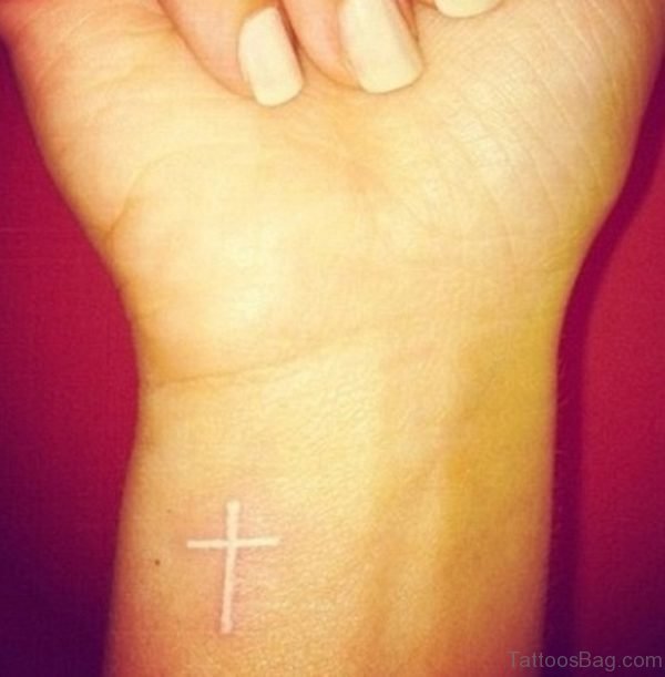 White Tiny Cross Tattoo