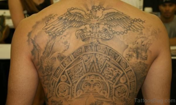 Winger Cross And Aztec Tattoo