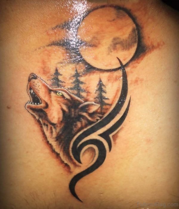 Wolf And Tribal Tattoo