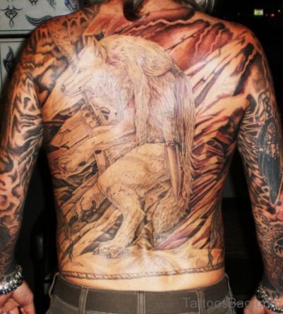 Wolf Tattoo On Full Back