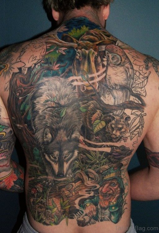 Wolf Tattoo On Full Back