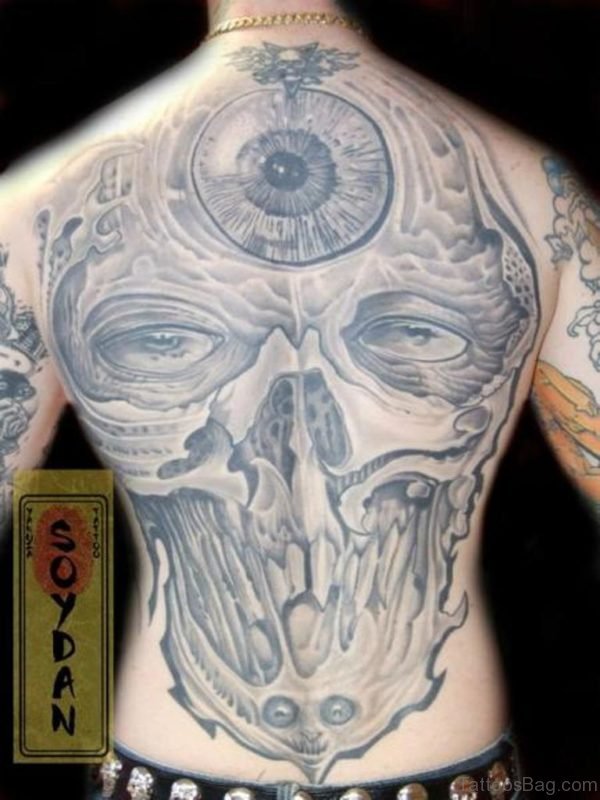 Wonderful Grey Skull Tattoo