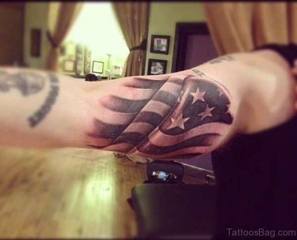 Wonderful American Flag Tattoo On Bicep