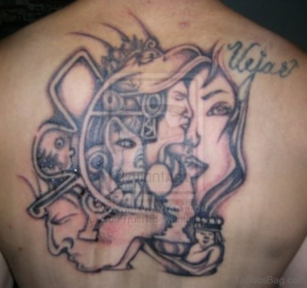 Wonderful Aztec Tattoo On Back