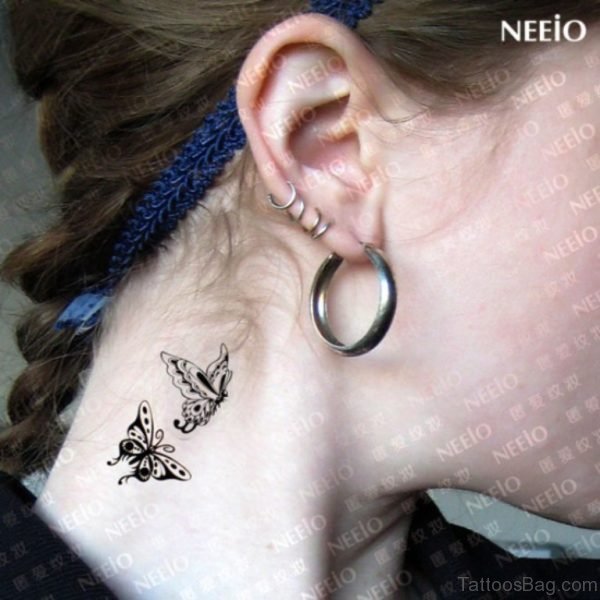 Wonderful Black Tribal Butterfly Tattoo