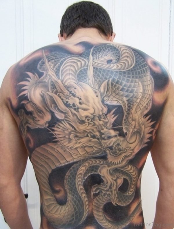 Wonderful Dragon Tattoo On Full Back