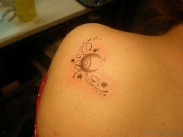 Wonderful Moon Tattoo On Back