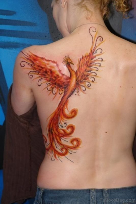 Wonderful Phoenix Tattoo On Back