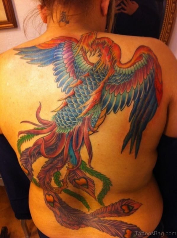 Wonderful Phoenix Tattoo On Full Back