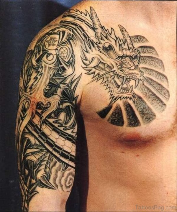 Wonderful Shoulder Dragon Tattoo Design
