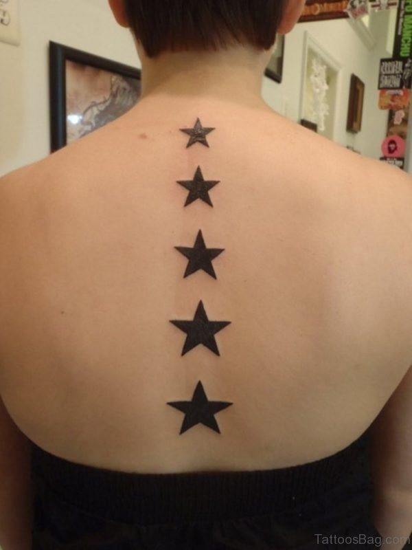 Wonderful Stars Tattoo On Back