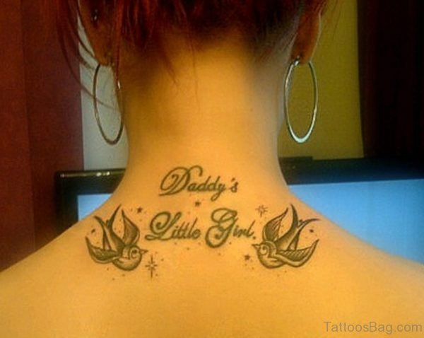 Word And Bird Tattoo