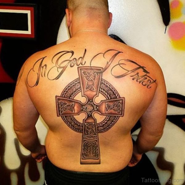 Wording And Cross Tattoo