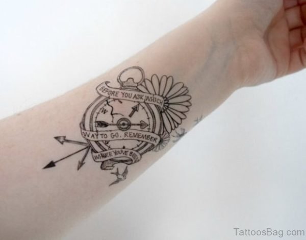 Wording And Compass Tattoo