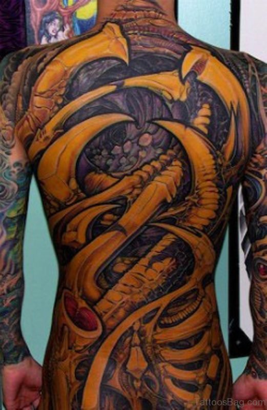 Yellow  Biomechanical Tattoo