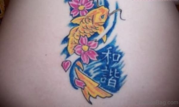 Yellow Fish Tattoo On Back