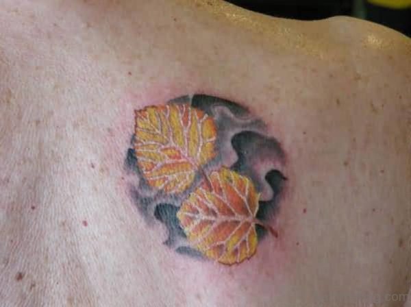 Yellow Leaf Tattoo On Back